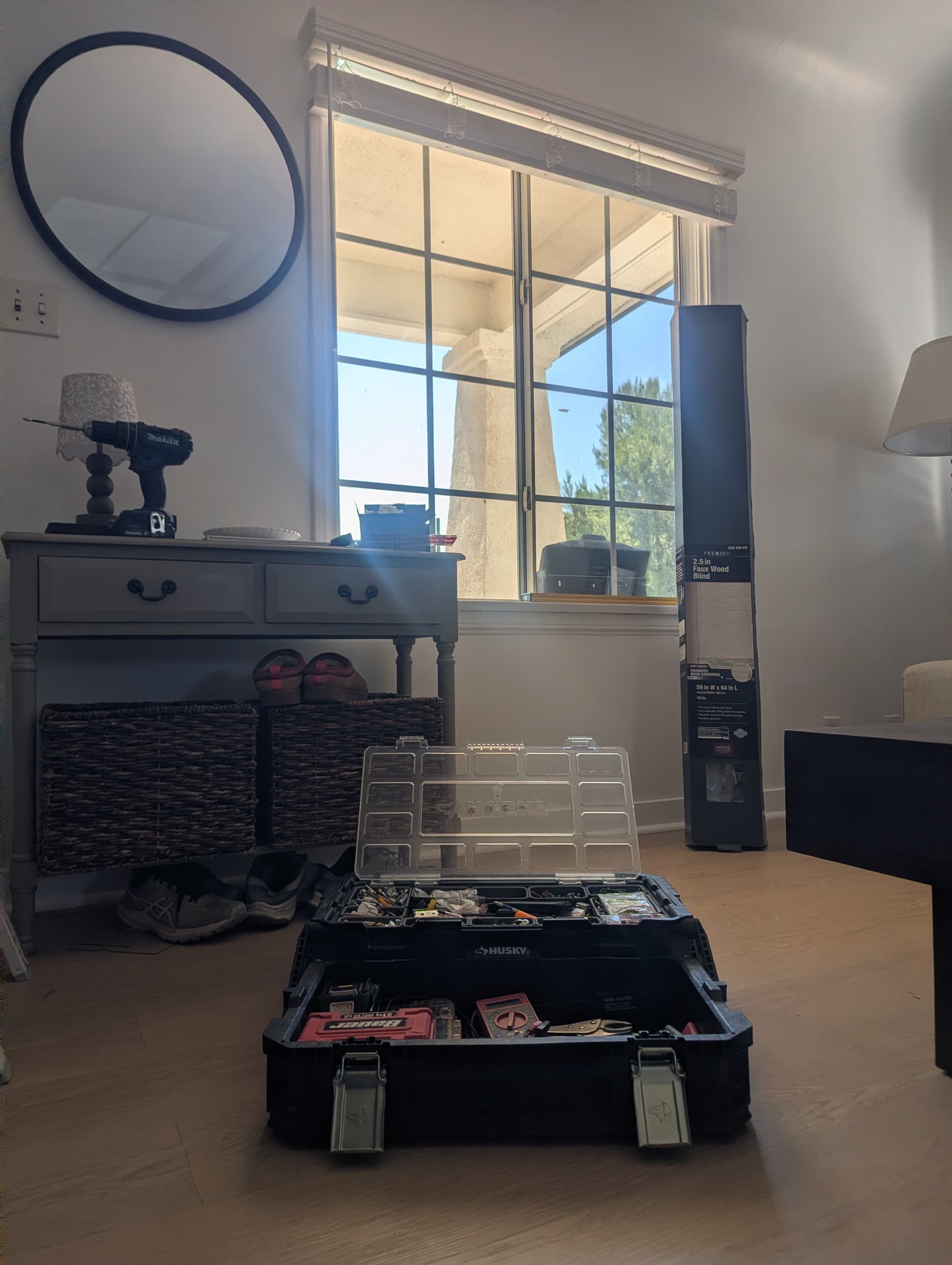 Custom blinds installation for window covering by handyman in Los Angeles area