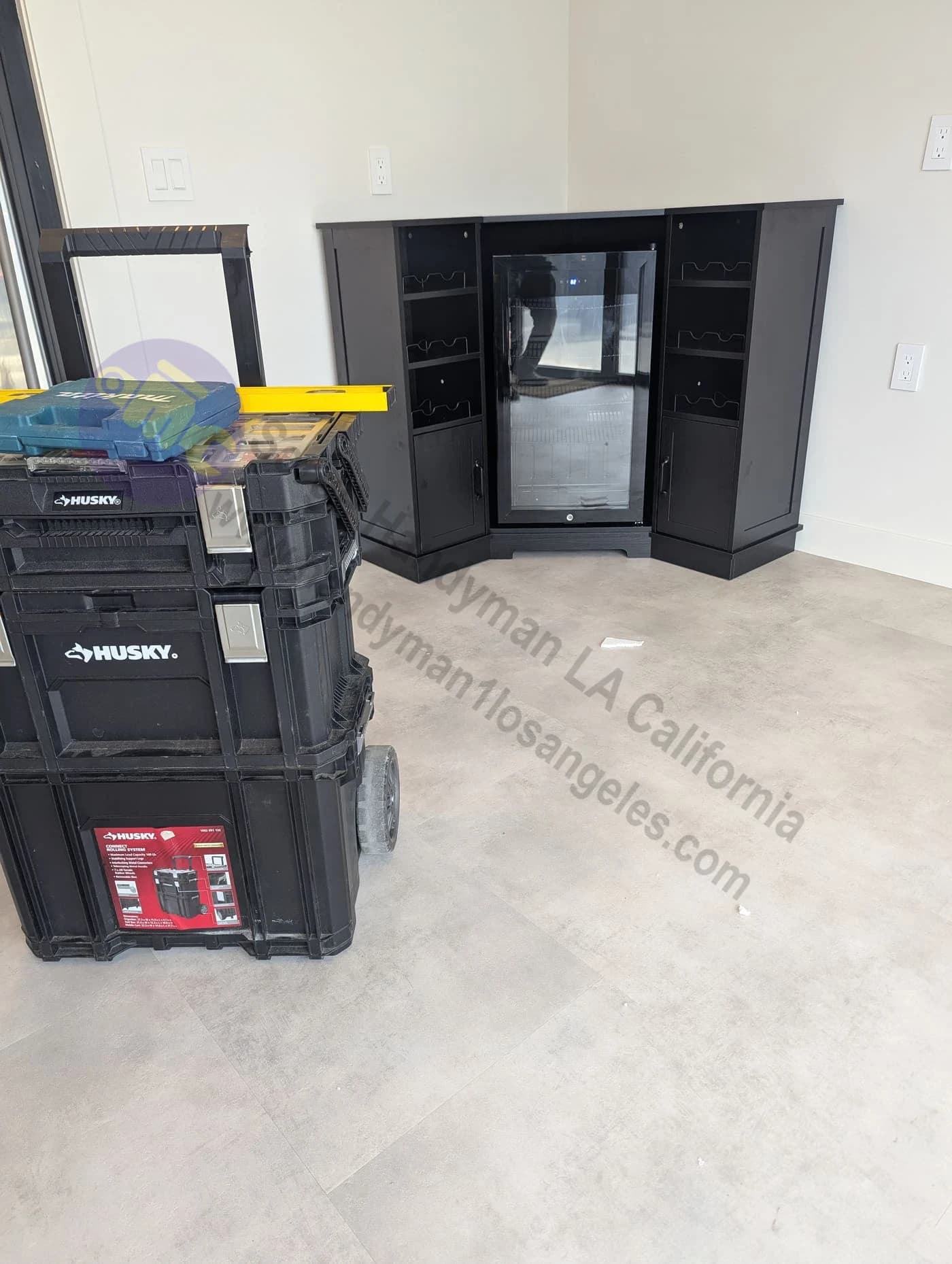 Furniture assembly wine cabinet with refrigerator